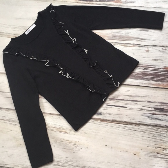 Skovhuus Sweater Pullover Ruffle Denmark Black White Small - Picture 5 of 8